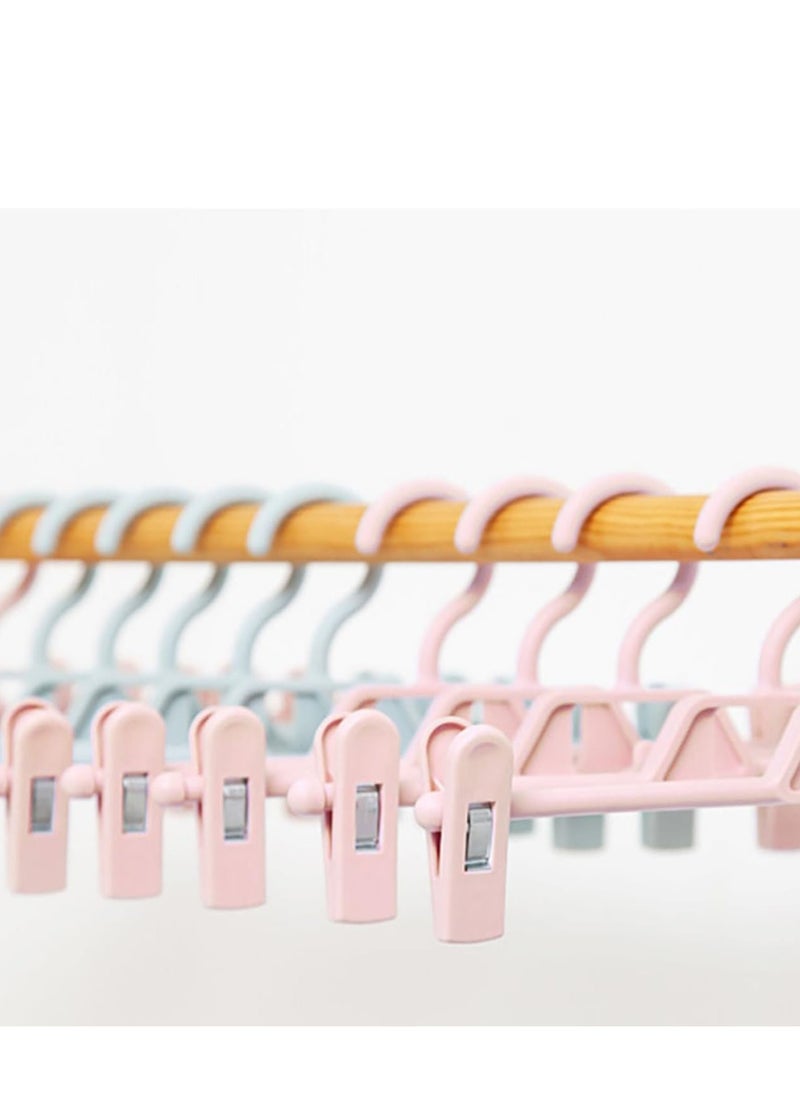 KCDMBUE 10 Pack Pink Clip Pants Hangers, Adjustable Non-Slip Plastic Trouser & Skirt Hangers, Stackable Clothes Hangers with Clips – 32x13cm (13x5 inch)(Pink)  - Image 2