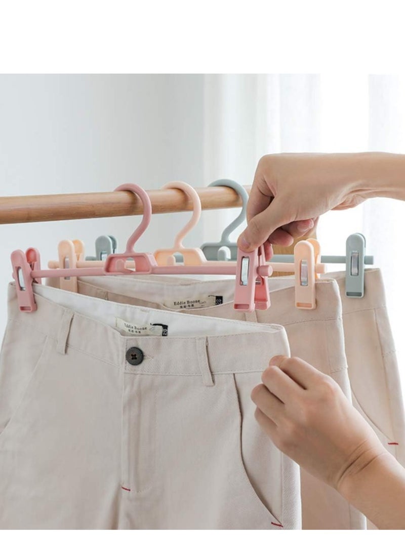 KCDMBUE 10 Pack Pink Clip Pants Hangers, Adjustable Non-Slip Plastic Trouser & Skirt Hangers, Stackable Clothes Hangers with Clips – 32x13cm (13x5 inch)(Pink)  - Image 3