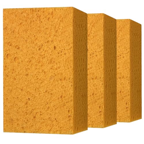 Spunspon Car Wash Sponges, 3 Pack Extra Thick Large Cleaning Sponge Multi-Purpose for Bathroom Kitchen Bike Boat, Large Size Sponges 4'' X 6'' (Yellow) - Image 1