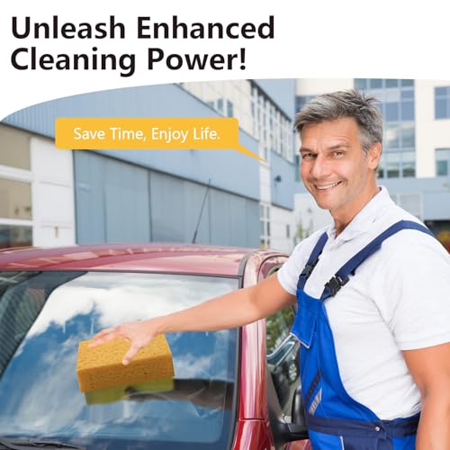 Spunspon Car Wash Sponges, 3 Pack Extra Thick Large Cleaning Sponge Multi-Purpose for Bathroom Kitchen Bike Boat, Large Size Sponges 4'' X 6'' (Yellow) - Image 5