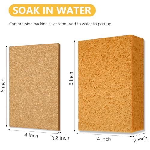 Spunspon Car Wash Sponges, 3 Pack Extra Thick Large Cleaning Sponge Multi-Purpose for Bathroom Kitchen Bike Boat, Large Size Sponges 4'' X 6'' (Yellow) - Image 2