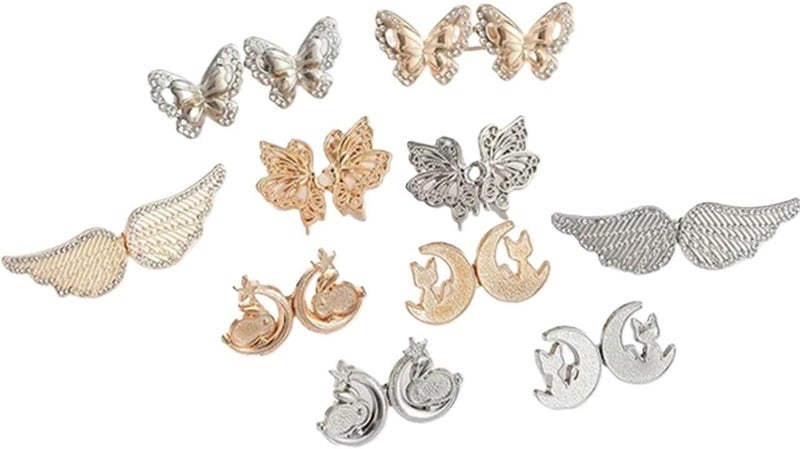 12sets Tighten Waist Button for Women Skirt Pants Jeans Ornaments Adjustable Clip Metal Pins Clothing Accessories Removable(Rabbit-Silver) - Image 1