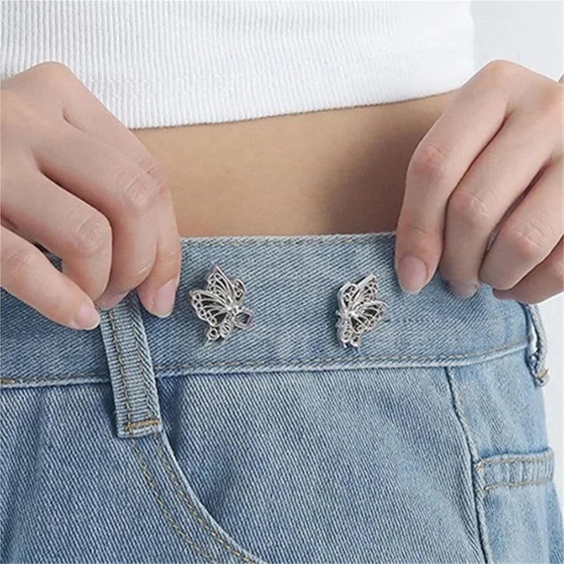 12sets Tighten Waist Button for Women Skirt Pants Jeans Ornaments Adjustable Clip Metal Pins Clothing Accessories Removable(Rabbit-Silver) - Image 4