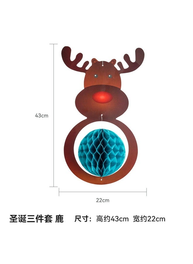 Autonomy Christmas Decoration Props Wall Flower Hanging Decoration Classroom Scene Layout Window Flag Honeycomb Ball Photo Props - Image 1