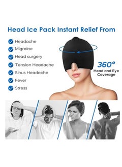 Generic Headache Relief Hat Cold Hot Therapy Headache Relief Cap for Puffy EyesTension Sinus & Stress Relief Black  - Image 2