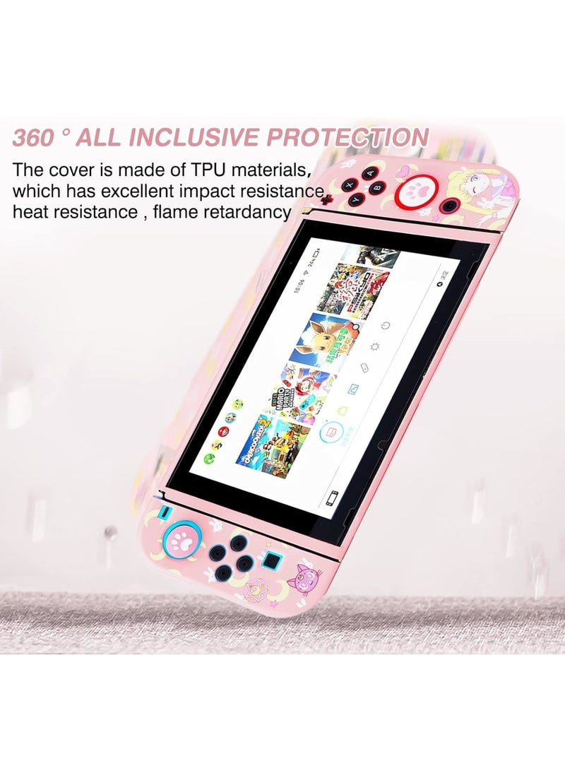 Zikra Protective Case for Nintendo Switch - Cute Soft Slim Grip Cover Shell for Console and Joy-Con with Screen Protector, Thumb Grips, Anti-Scratch - Image 3