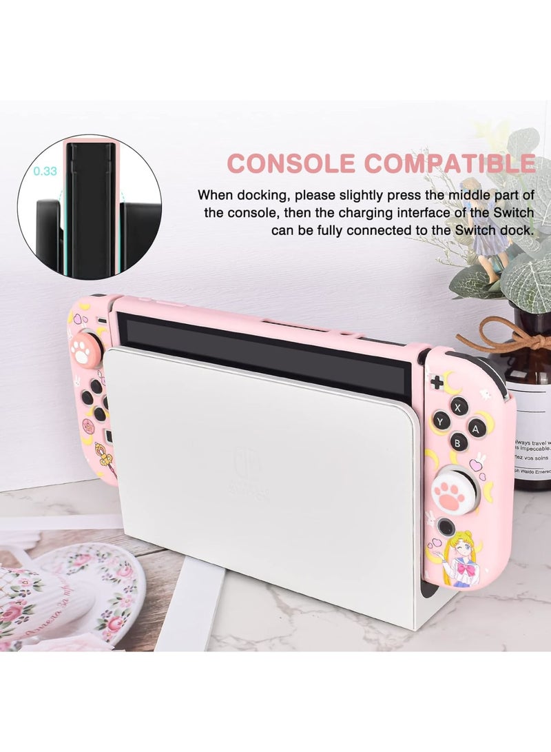 Zikra Protective Case for Nintendo Switch - Cute Soft Slim Grip Cover Shell for Console and Joy-Con with Screen Protector, Thumb Grips, Anti-Scratch - Image 5