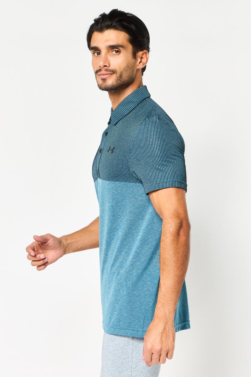 UNDER ARMOUR Men Loose Fit Short Sleeve Outdoor Polo Shirt, Teal - Image 4