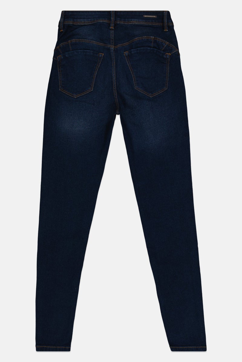 Mohito Women Regular Fit Wash Stretchable Denim, Navy - Image 3