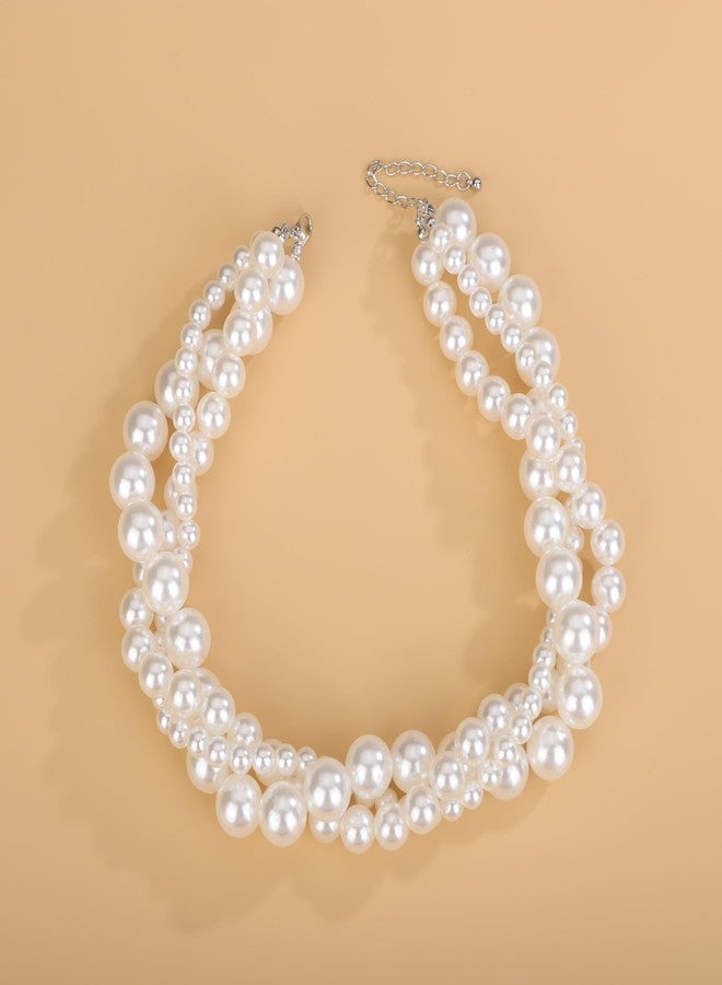 BERYUAN Boho 3-Tier Pearls Choker Necklace for Women - Vintage Layered Pearls Choker - Wedding, Formal, Casual Occasions - Image 4