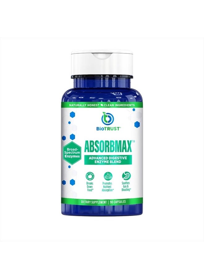 BioTrust AbsorbMax Broad Spectrum Digestive Enzyme Blend, Gluten Free, Non GMO, Digestive Support for Nutrient Digestion, Absorption and Periodic Digestive Discomfort and Bloating  - Image 1