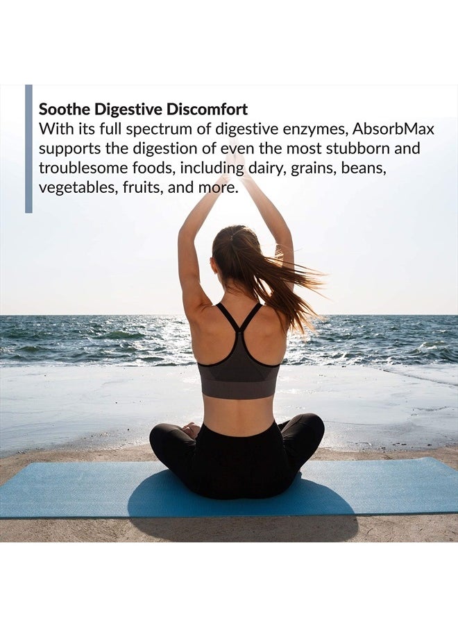 AbsorbMax Broad Spectrum Digestive Enzyme Blend, Gluten Free, Non GMO, Digestive Support for Nutrient Digestion, Absorption and Periodic Digestive Discomfort and Bloating