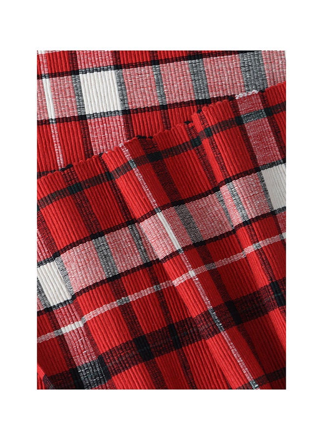 Dream Decor مفارش طعام مطبوعة عليها شيكات حمراء - Image 2