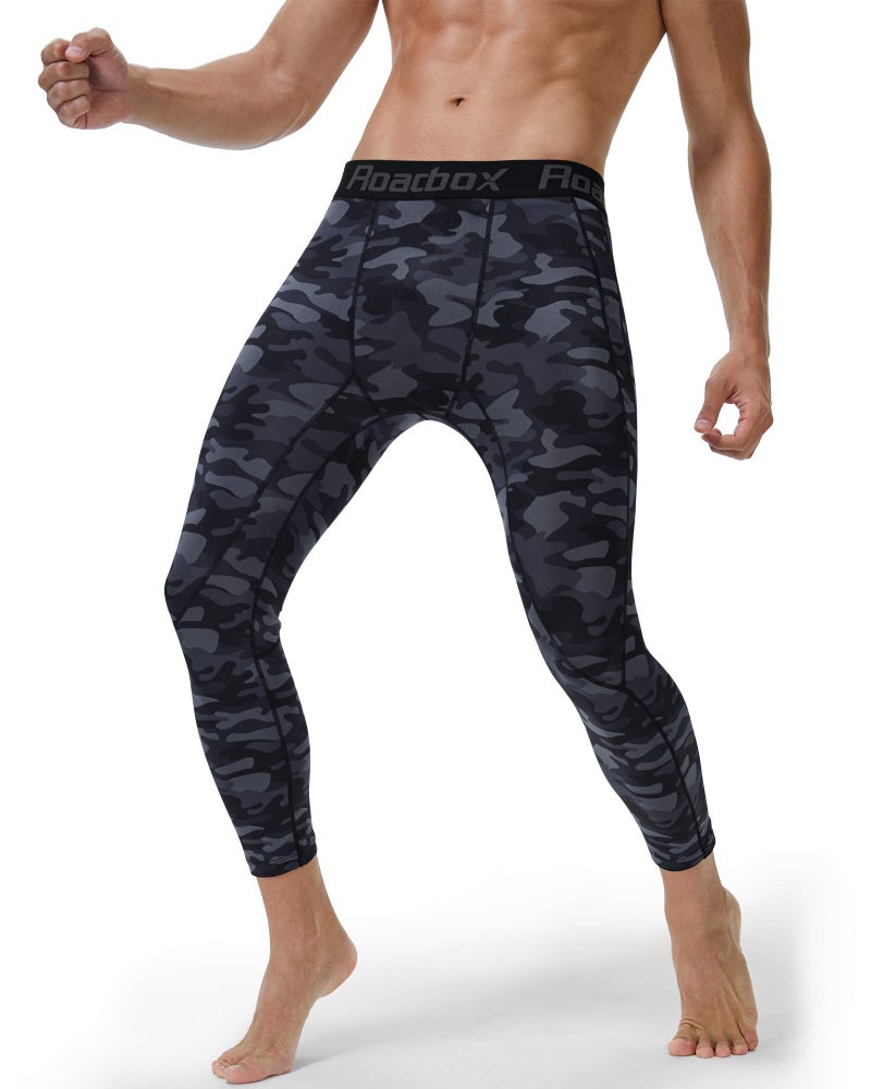 Roadbox Men's Compression Pants 3/4 Baselayer 2pack Dry Cool Running Workout Athletic Sports Active Tights Leggings - Image 4