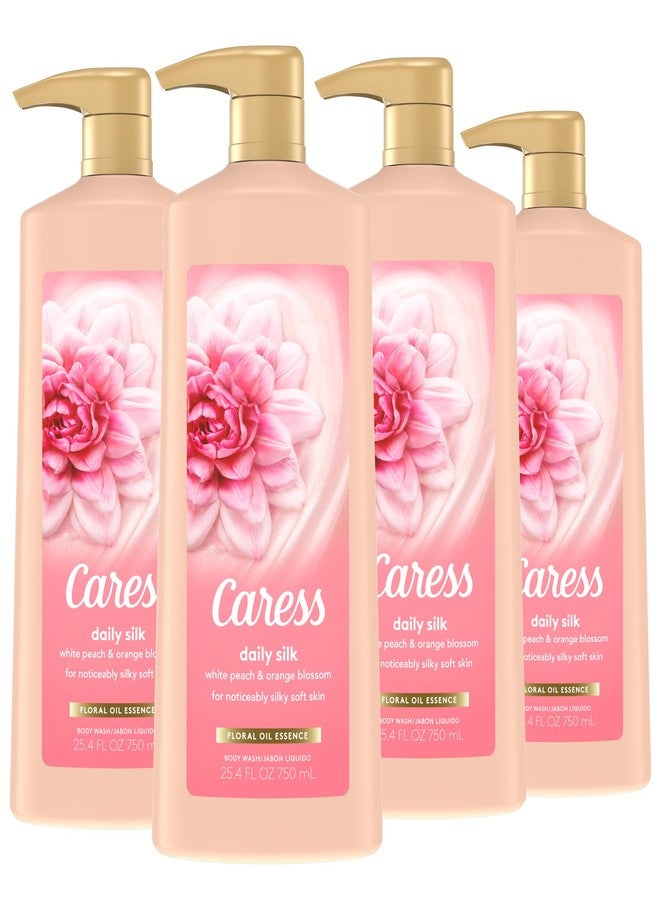 Caress Hydrating Body Wash with Pump Shower Gel For Soft, Silky Skin Daily Moisture Body Wash With Silk Extract & Floral Oil Essence, 25.4 Fl Oz (Pack of 4 - Image 1