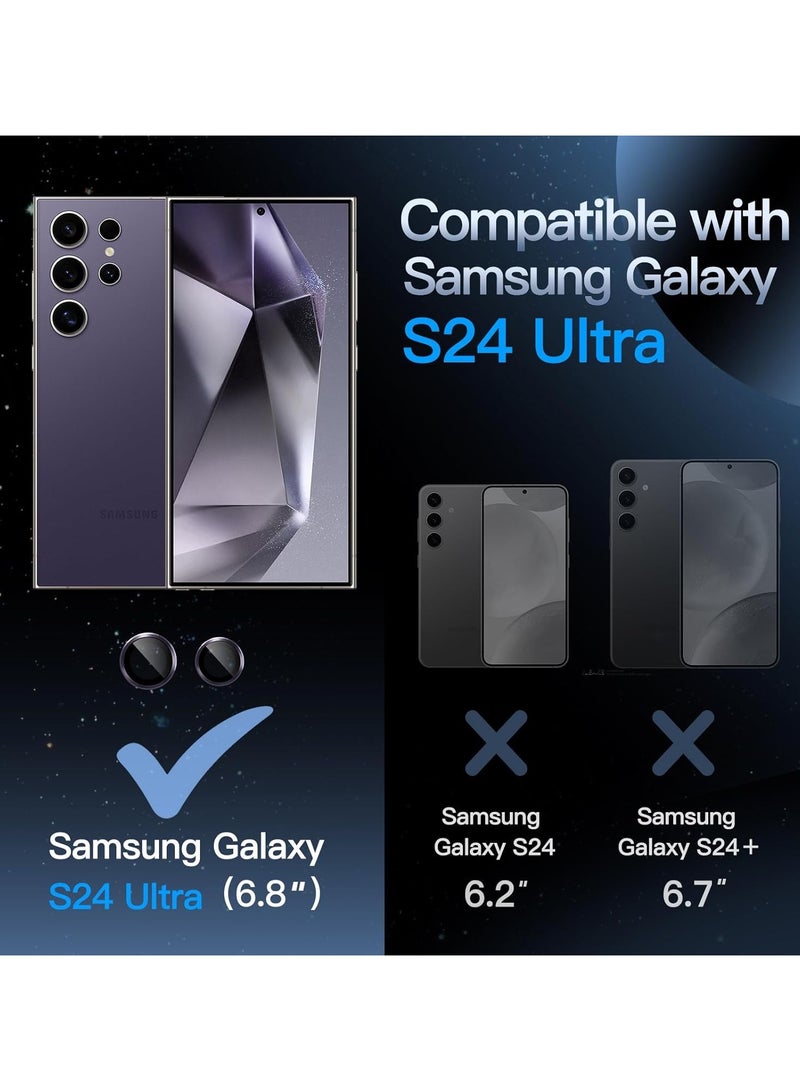Samsung Galaxy S24 Ultra 5G Camera Lens Protector, HD 9H Tempered Glass Camera Screen Protector, Metal Ring Lens Cover for Samsung S24 Ultra, 1 Set Purple  - Image 4