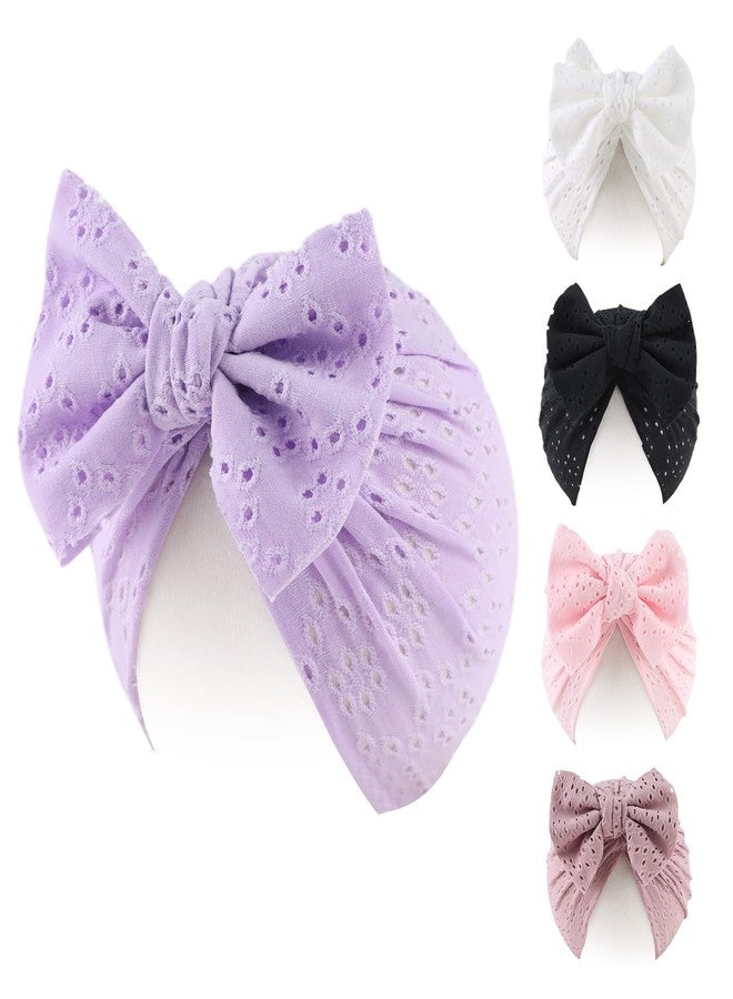 Peecabe 5-Pack Cotton Baby Hat Bow Beanie Cap for Baby Girls 0-36 Months Infant Toddler Hats Spring Summer Autumn (5PCS-G) - Image 1