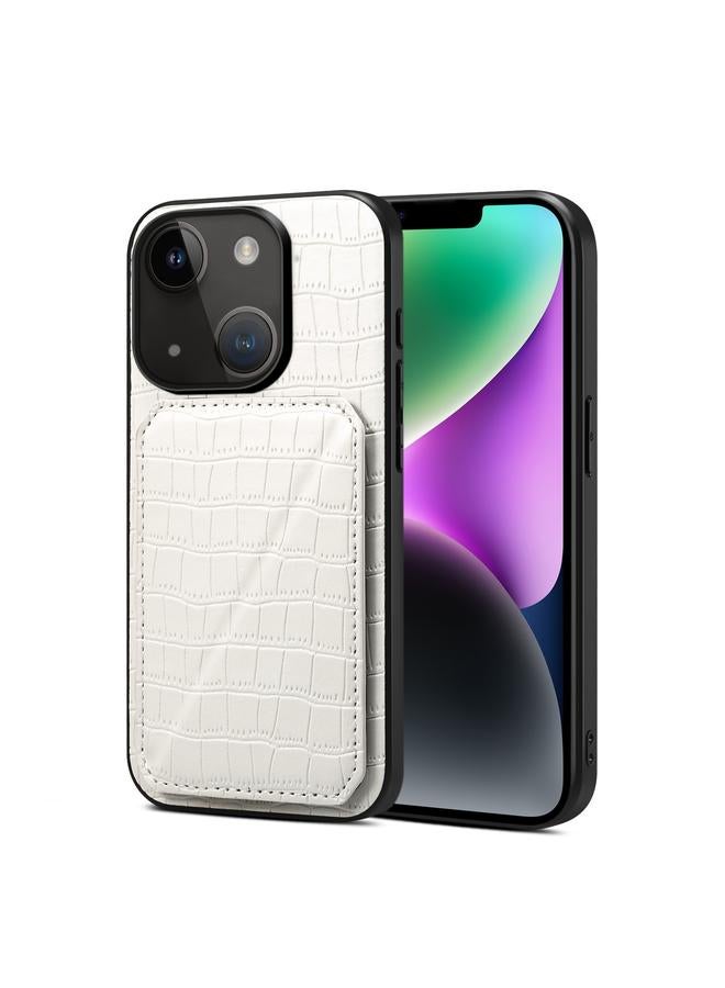 S-TOP Case For iPhone 15 Imitation Crocodile Leather Back Phone Case with Holder - Image 1