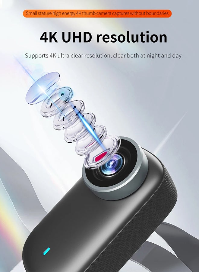 4K WiFi Mini Thumb Camera, Outdoor Bicycle Camera, Motorcycle Wide-angle Camera, IP65 Waterproof, Outdoor Cycling Sports Recording Camera, Cat and Dog Pet Camera,Included 128G Card - Image 4