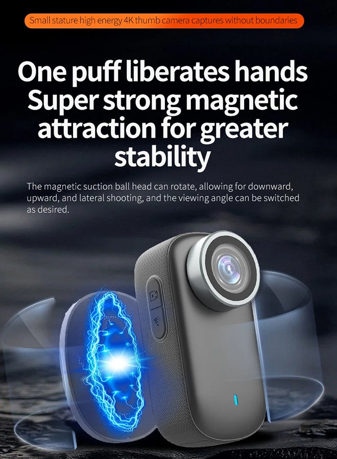 4K WiFi Mini Thumb Camera, Outdoor Bicycle Camera, Motorcycle Wide-angle Camera, IP65 Waterproof, Outdoor Cycling Sports Recording Camera, Cat and Dog Pet Camera,Included 128G Card - Image 5