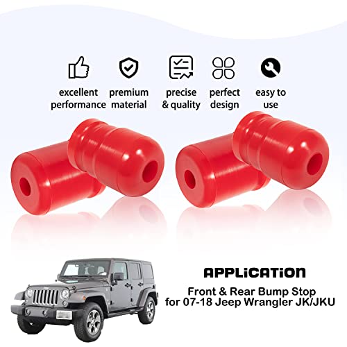 Camoo Front & Rear Bump Stops for Jeep Wrangler JK/JKU Sport Rubicon Sahara Freedom Unlimited 2007-2018 4PC Replacement (1-1303 + 1-1304) - Image 2
