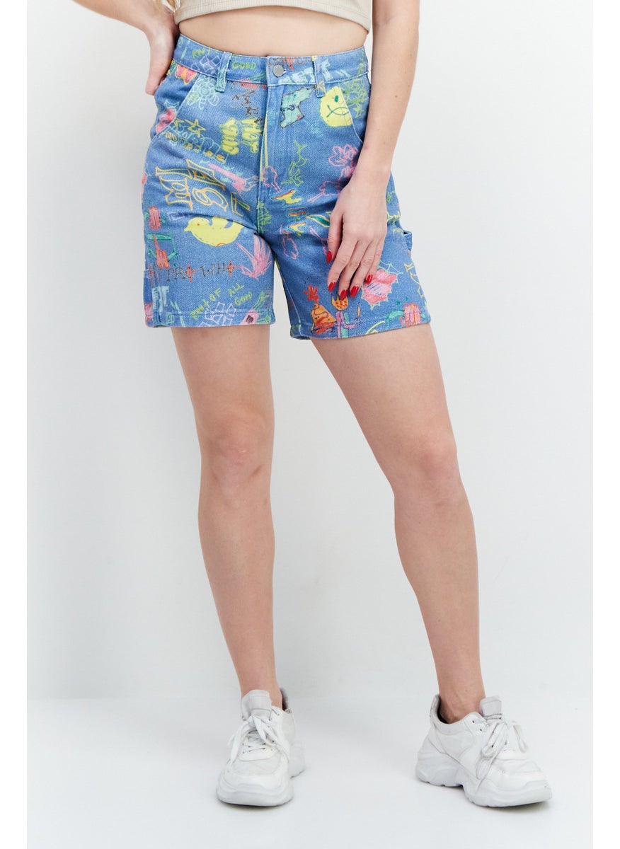 Women Allover Print Denim Shorts, Blue Combo - pzsku/Z233B08BEC2F60CB91BF1Z/45/_/1724351228/fae60ca0-e41c-4c55-bd2d-f236b2f38c5c