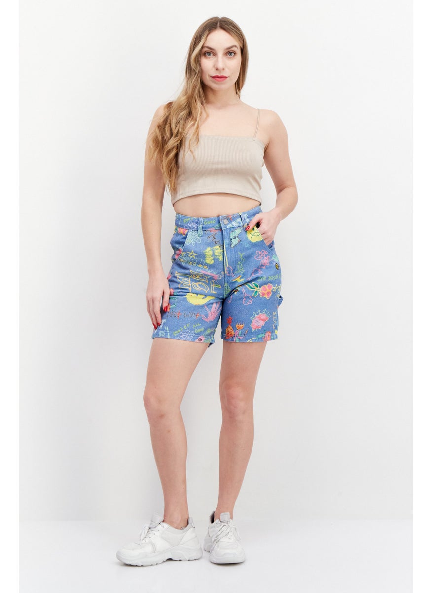 Women Allover Print Denim Shorts, Blue Combo - pzsku/Z233B08BEC2F60CB91BF1Z/45/_/1740486017/c4f3034b-ed57-465d-90c3-b824a402e9b1