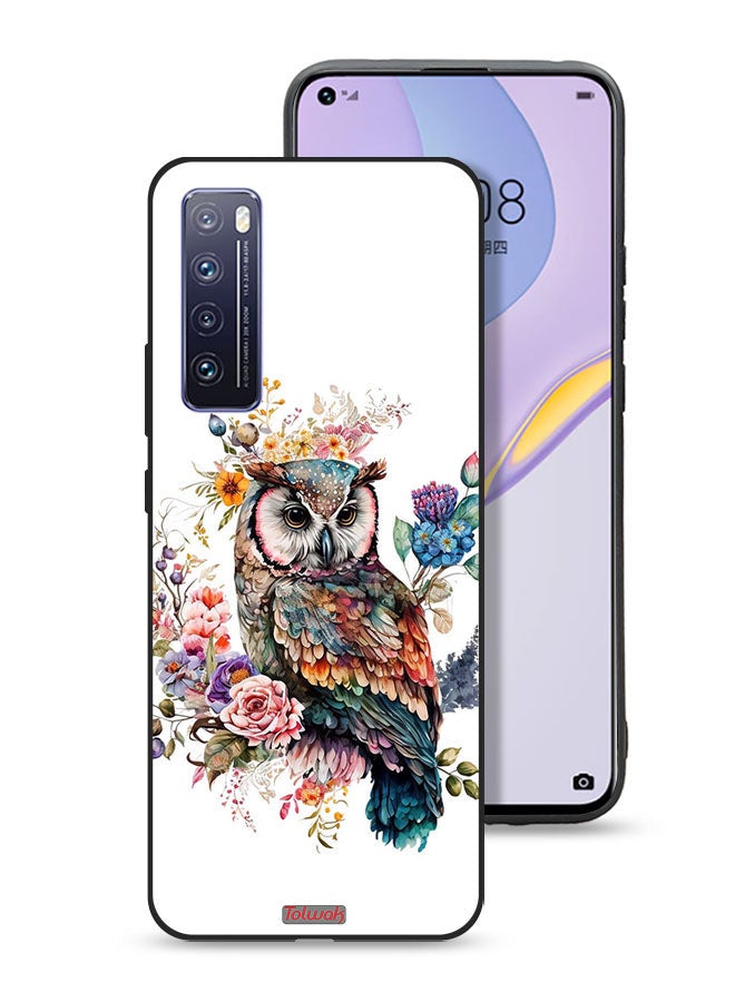 Tolwak Huawei nova 7 5G Protective Case Cover Owl Abstract Art - Image 1