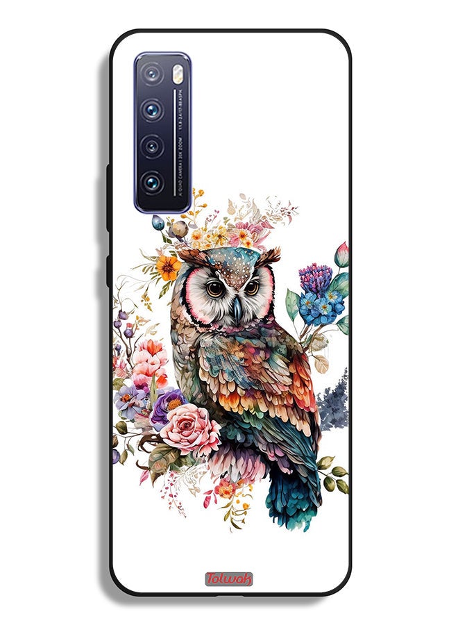 Tolwak Huawei nova 7 5G Protective Case Cover Owl Abstract Art - Image 2