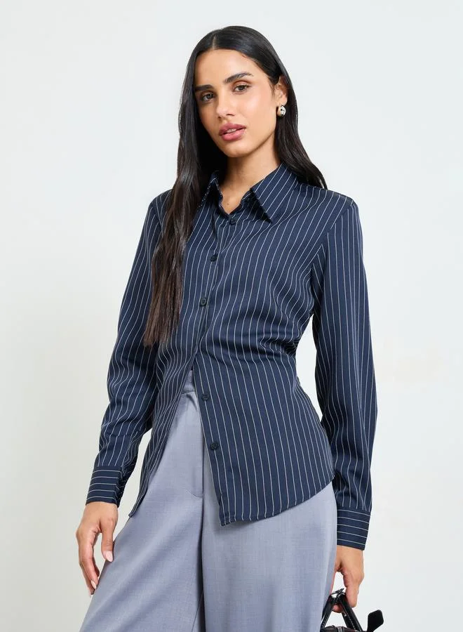Take Two Navy Pinstripe Long-Sleeve Shirt