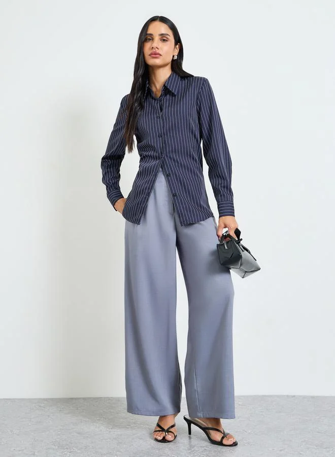 Take Two Navy Pinstripe Long-Sleeve Shirt