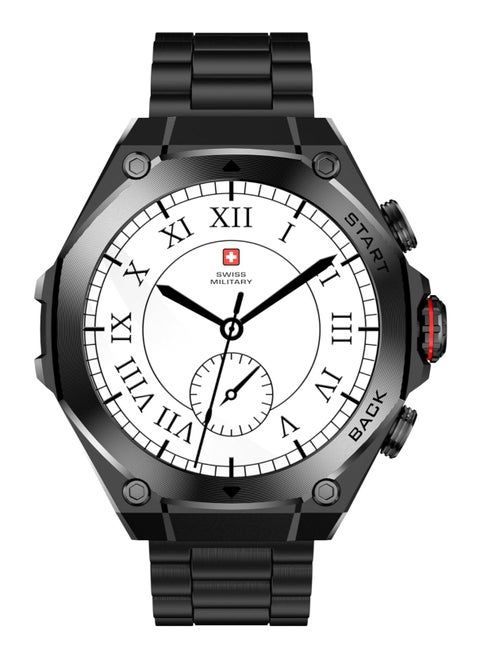 Swiss Military DOM6 Smartwatch 1.43" AMOLED, Bluetooth Calling, Multi Language, Health & Sports Tracking, Wireless Charging, 7 Days Battery, IP67, iOS/Android Compatible, Gun Metal Frame & Strap