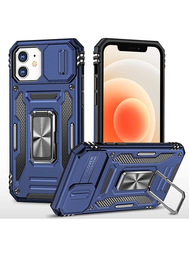erorex Slide Camera Case For Iphone Xs Max 6.5 Kickstand With Built In 360° Rotate Magnetic Ring Stand Shockproof Protective Armor Cover Navy - Image 1