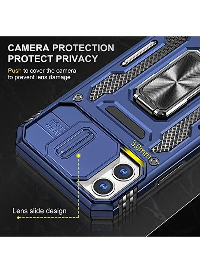 erorex Slide Camera Case For Iphone Xs Max 6.5 Kickstand With Built In 360° Rotate Magnetic Ring Stand Shockproof Protective Armor Cover Navy - Image 4