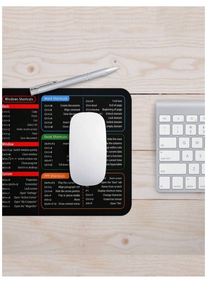 لوحة ماوس 260x210mm باختصارات مساعدة للويندوز والوورد والاكسل والبوربوينت ضد الانزلاق قاعدة مطاطية للألعاب ماوس باد مكتب - Image 3