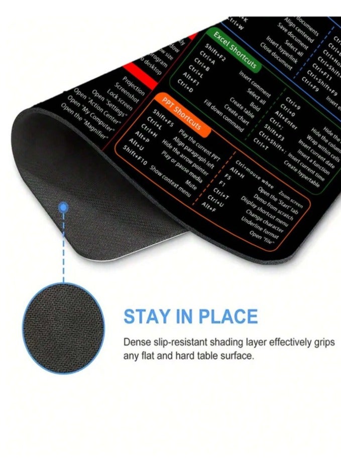 لوحة ماوس 260x210mm باختصارات مساعدة للويندوز والوورد والاكسل والبوربوينت ضد الانزلاق قاعدة مطاطية للألعاب ماوس باد مكتب - Image 4