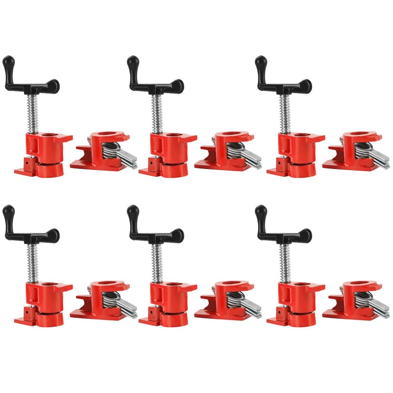 FLKQC Wood Gluing Pipe Clamp Set, Heavy Duty Cast Iron Quick Release Pipe Clamps for Woodworking, Pipe Clamps Quick Release for Woodworking, Carpentry, Home Improvement, and DIY Projects (6, 3/4") - Image 1