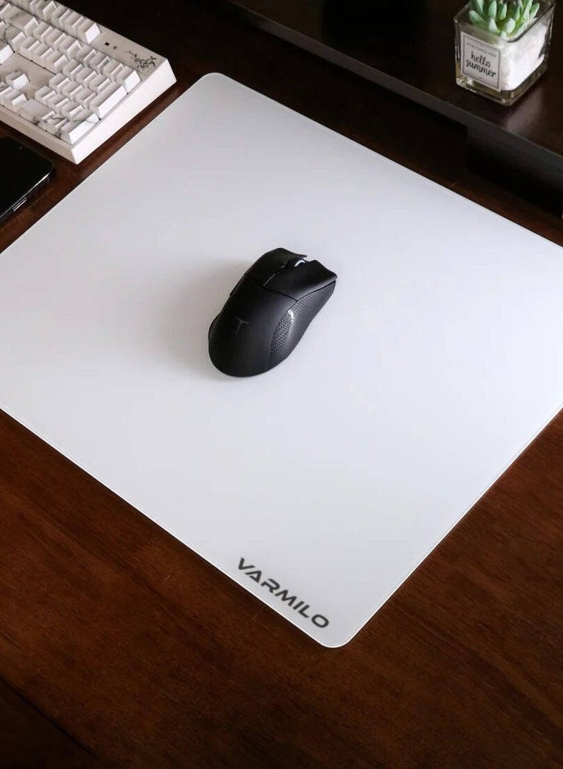 Varmilo Tempered Glass Mouse Pad, AF Surface Coating, Silicone Footbed, UV Primer, Large (500mm x 400mm x 3.2mm), Whit  - Image 2