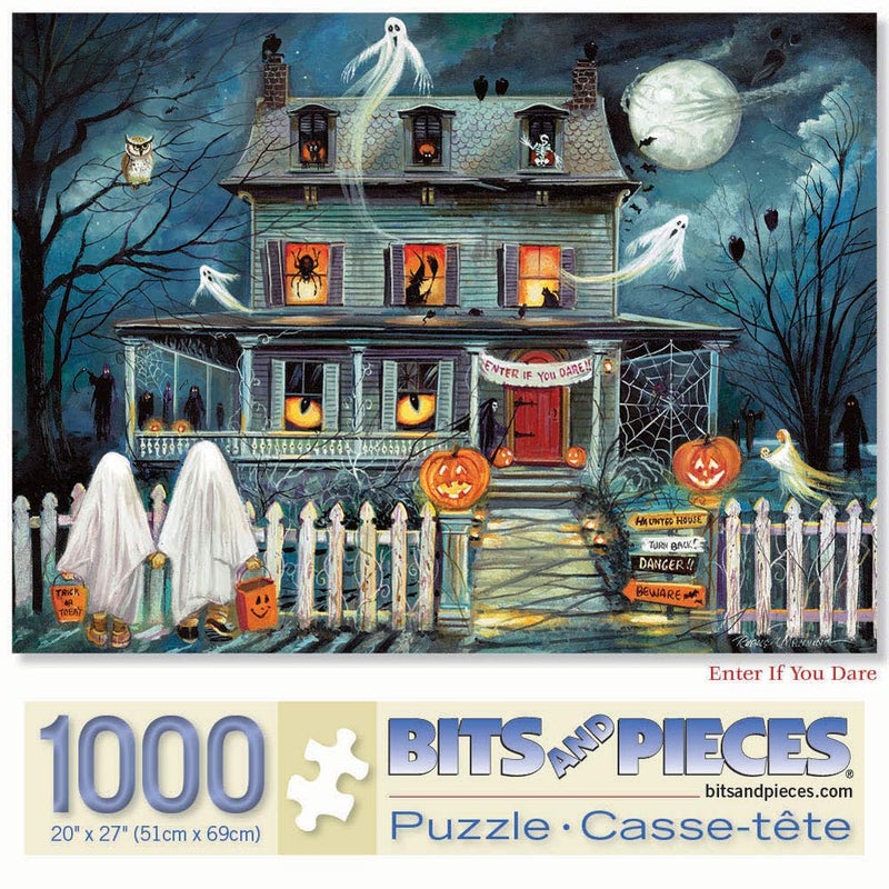 Bits and Pieces 1000 Piece Puzzles for Adults  Enter if You Dare  Large 20 x 27 Jigsaw Puzzles 1000 Pieces Haunted House Halloween No 2 Pieces Alike - Image 4