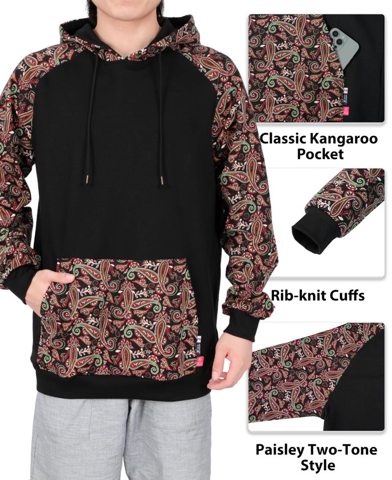 BOCOMAL FR Hoodies Pullover Paisley Printed 7.5oz Lightweight Flame Resistant Hooded Sweatshirts Non Fleece - Image 3
