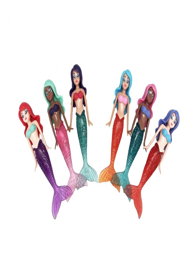 BANZAI 6 Piece Sparkle Mermaid Dive Toys - Glittery Sparkle Tails - 6 Pack - Image 2