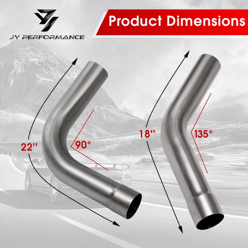 JY PERFORMANCE 2.5 Inch Universal T304 Stainless Steel Exhaust Pipe Tubing Kit 16 Gauge Custom Straight U Bend 45 & 90 Degree Mandrel 8PCS - Image 5
