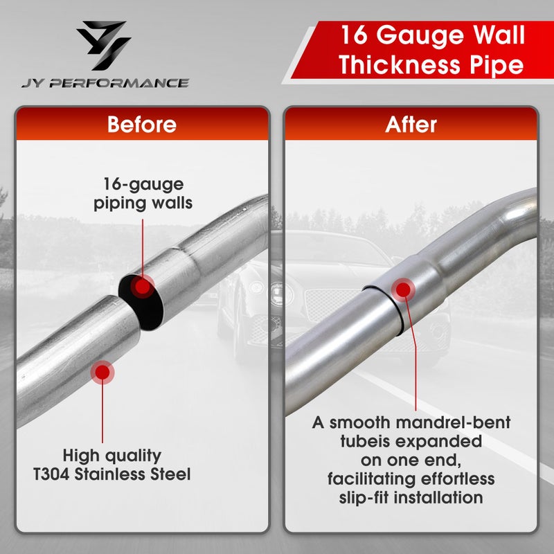 JY PERFORMANCE 2.5 Inch Universal T304 Stainless Steel Exhaust Pipe Tubing Kit 16 Gauge Custom Straight U Bend 45 & 90 Degree Mandrel 8PCS - Image 3