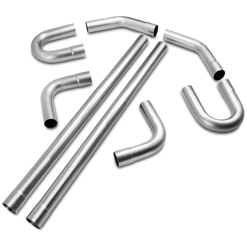 JY PERFORMANCE 2.5 Inch Universal T304 Stainless Steel Exhaust Pipe Tubing Kit 16 Gauge Custom Straight U Bend 45 & 90 Degree Mandrel 8PCS - Image 1