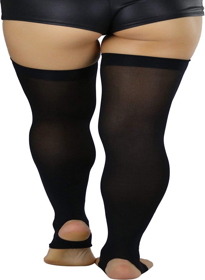 ToBeInStyle Women's Western Opaque Stirrup Thigh Highs - Black - OS - Image 2