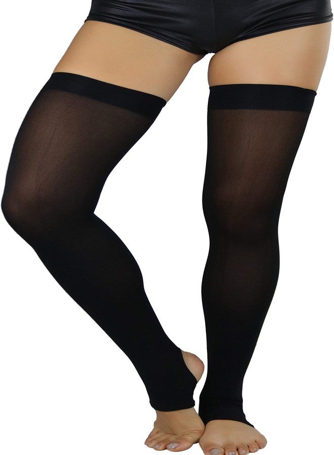 ToBeInStyle Women's Western Opaque Stirrup Thigh Highs - Black - OS - Image 1