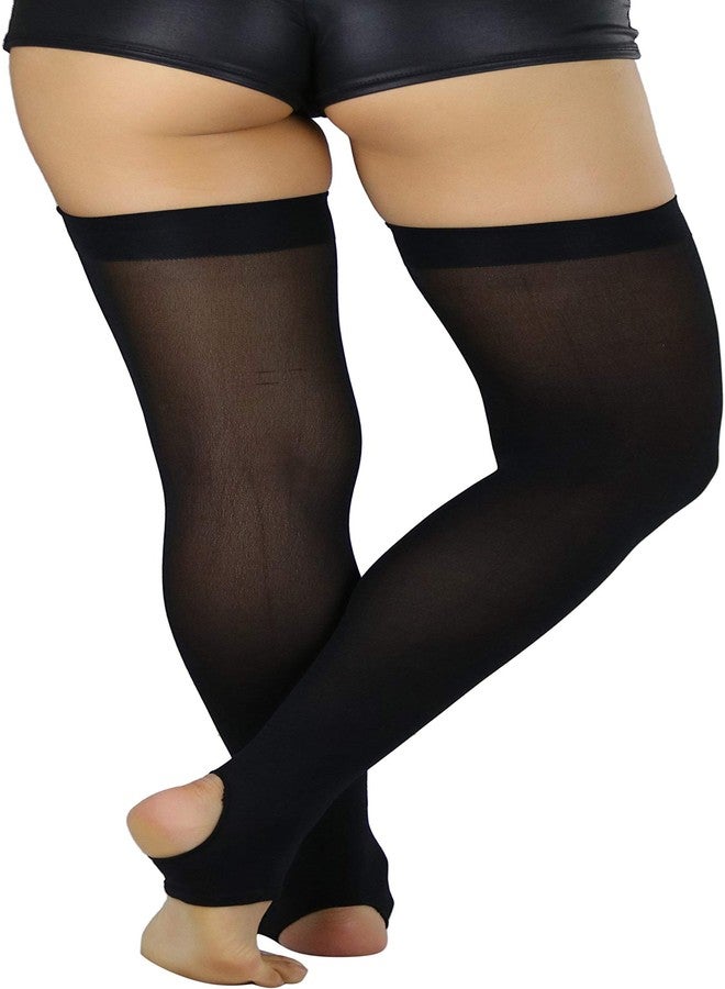 ToBeInStyle Women's Western Opaque Stirrup Thigh Highs - Black - OS - Image 5