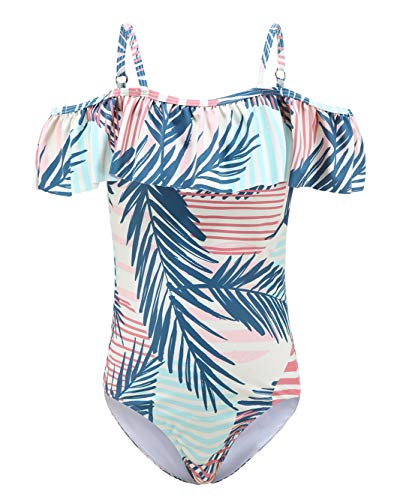 HowJoJo Big Girls One Piece Swimsuits Off Shoulder Ruffle Swimwear Floral Bathing Suit Size 14/12-14 - Image 5