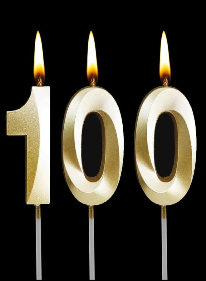 شمعة رقم 100، شموع ذهبية ثلاثية الأبعاد على شكل أرقام لتزيين كعكة عيد الميلاد المئة - لوازم تزيين حفلات الزفاف والذكرى السنوية - Image 2