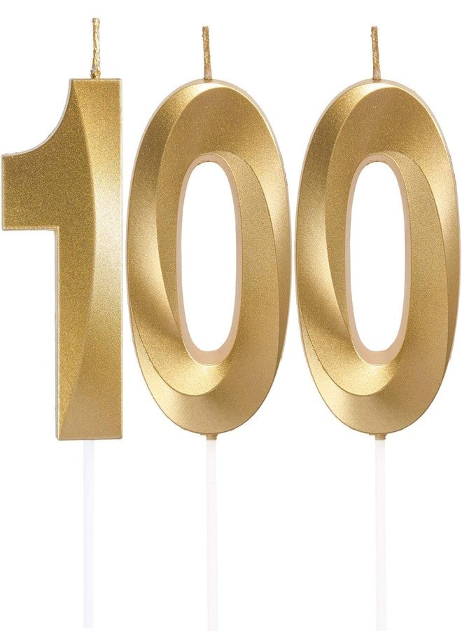 شمعة رقم 100، شموع ذهبية ثلاثية الأبعاد على شكل أرقام لتزيين كعكة عيد الميلاد المئة - لوازم تزيين حفلات الزفاف والذكرى السنوية - Image 1